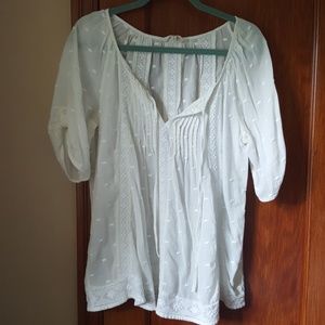 Boho White Embroidered Blouse